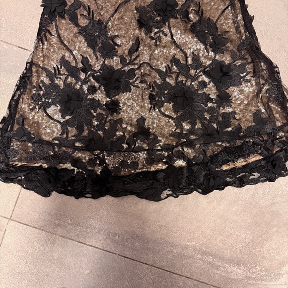 Dress the Population Sharon Black Gold Metallic 3D Floral Dress Gown Sequin XS - Picture 10 of 16